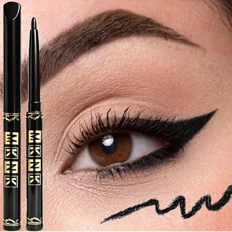 1-12pcs Waterproof Black Eyeliner Pencil Smudge-Proof Easy Twist Application Eye Gel for Beginner-Friendly Bold Punk Eye Makeup