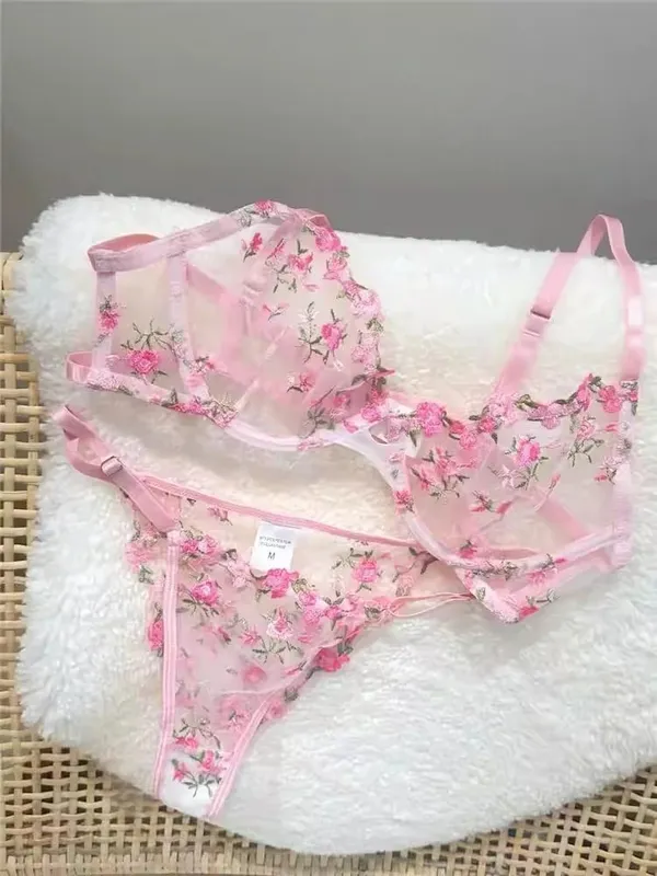 French Luxury Lingerie Set - Sexy Floral Embroidery Black Bra & Panty Set Sheer Transparent Seductive Women's Intimates — image 13