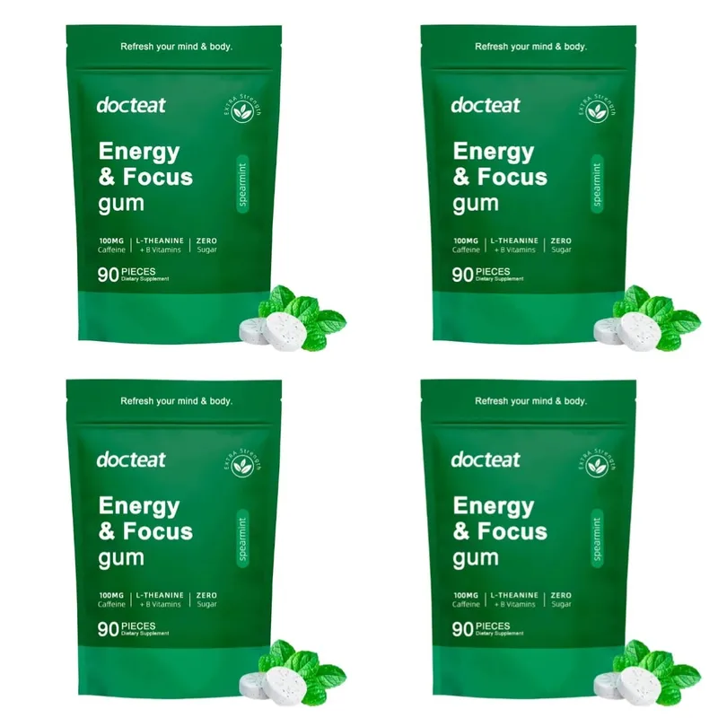 Energy & Focus Gum with Caffeine L-Theanine B Vitamins &Green Coffee Extract Sugar Free Dietary Supplement for Adults90 Pieces — image 10