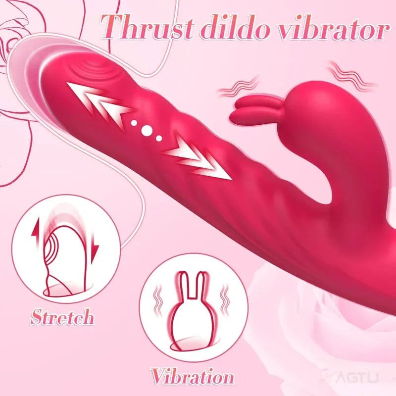 Adult Sex Toy Thrusting Rabbit VIbrator for Women Vibrating Dildo Telescopic G-Spot Clitoris Stimulator Female Masturbator — image 2