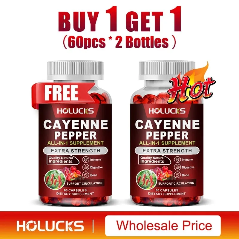 Cayenne Pepper Capsules with Vitamin D3 K2 Blood Circulation Promote Digestion Boost Metabolism Support Joint Bone Health — image 9