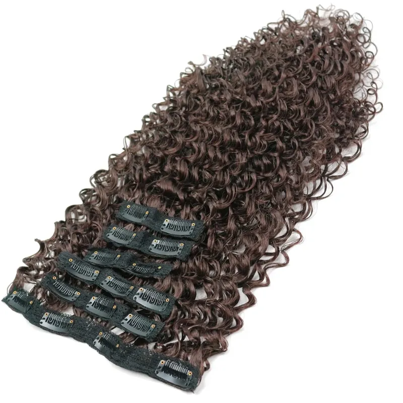 Synthetic 20inch Kinky Curly Clip In Hair Extensions Double Weft Full Head Japanese Heat Resistance Fiber Synthetic Curly Hair — image 5