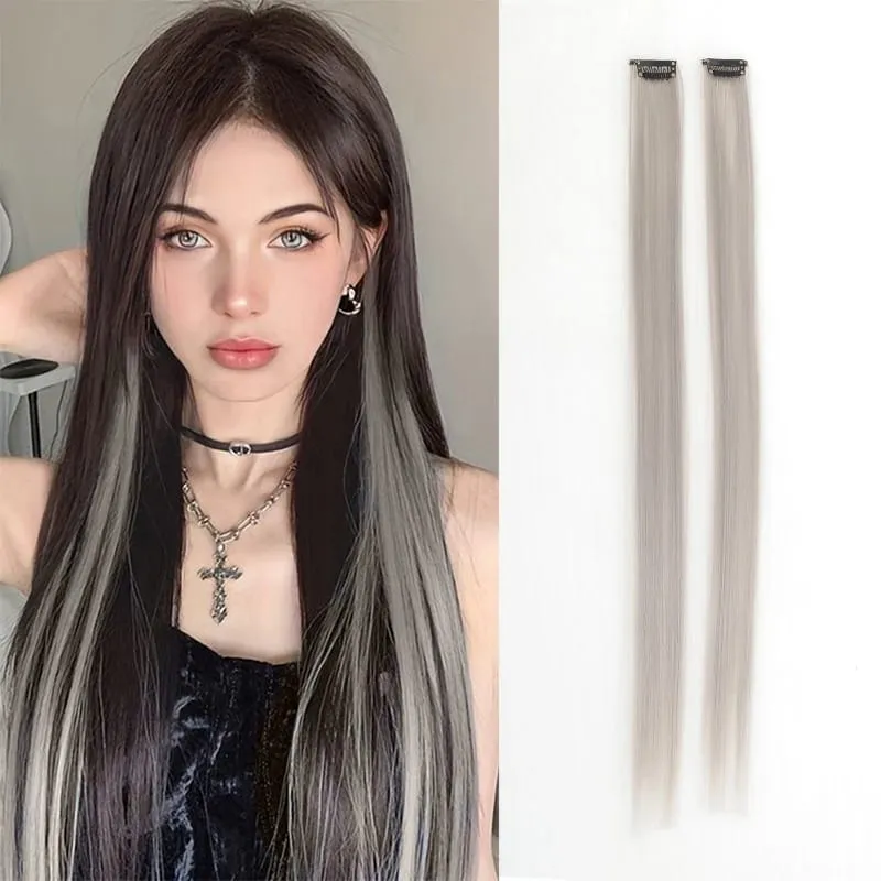 Pick dye wig piece female color hanging ear dye one-piece simulated long straight hair extension piece — image 11