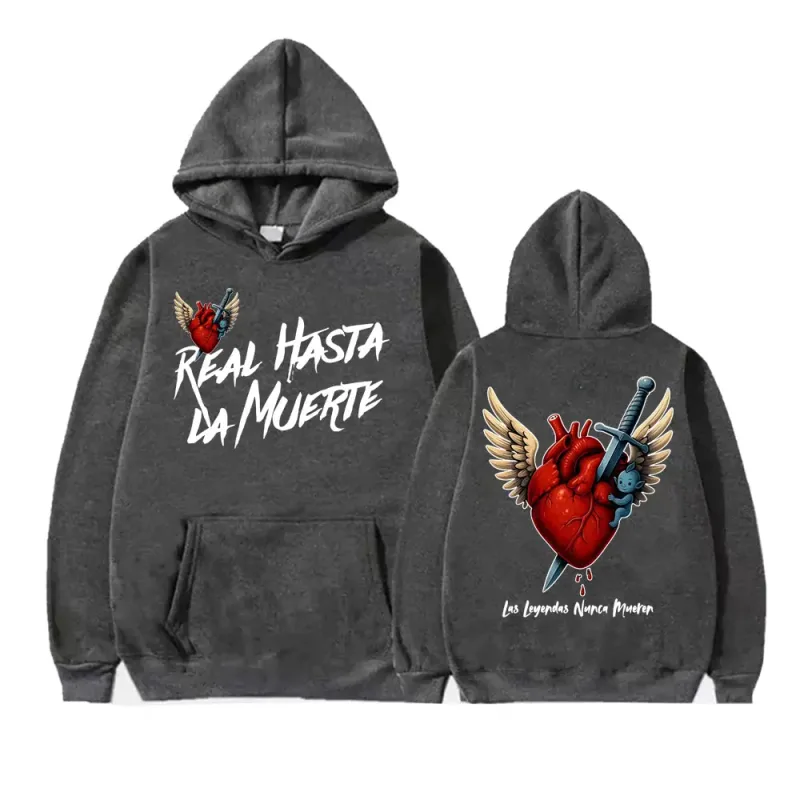 Anuel AA Rhlm 2 Real Hasta La Muerte Heart Hoodies Men Women Fashion Retro Bodywarmer Sweatshirts Casual Fleece Oversized Hoodie — image 4