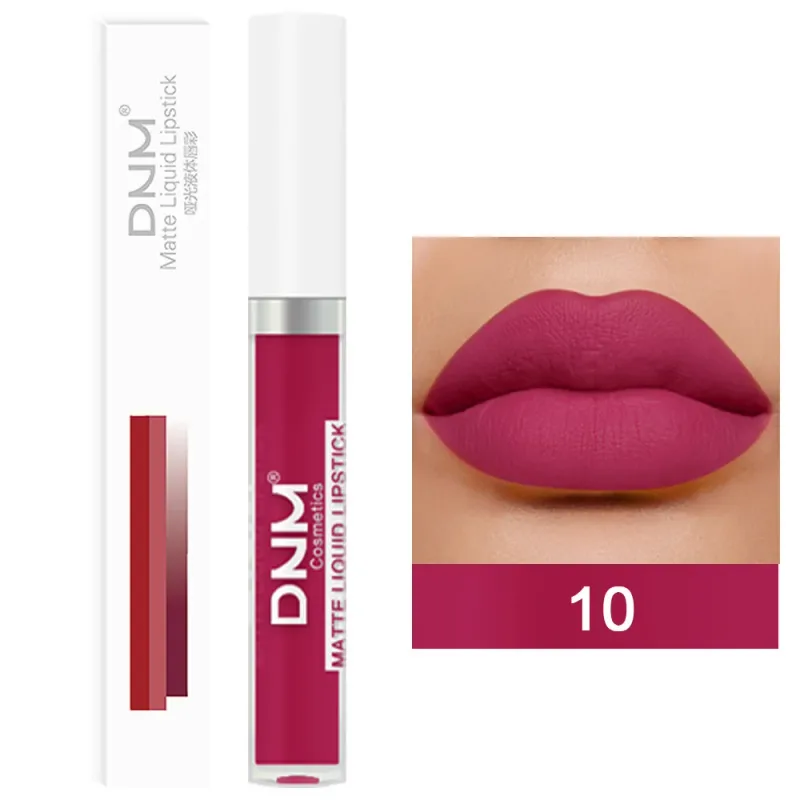 DNM 19 Färg Matt sammet flytande läppstift Vattenfast Håller Ej lätt att bleka Lipgloss Makeup Lila Röd Nude Lip Tint Kosmetika