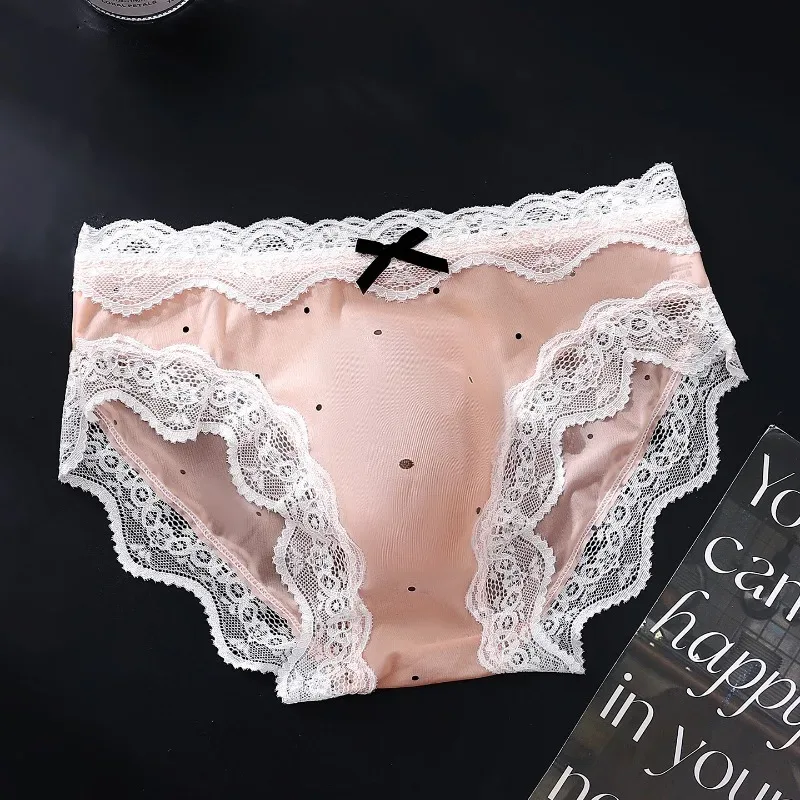 Men Sexy Lace Briefs Sweet Women Style Panties for Men Mid Waist Sheer Ice Silk Seamless Underwear Stretch U Convex Underpant — image 14
