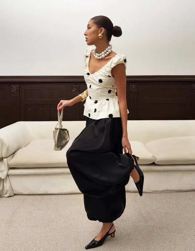 Slim Deep V Neck Polka Dot Tank Top Off-shoulder Ruffled Sleeveless Silk Vest Backless Lace Camis Female — image 8