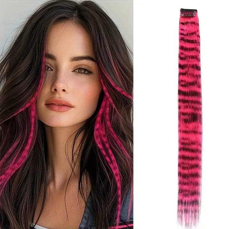 Rainbow Colored Feather Clip In Hair Extensions 18inch Synthetic Hair Piece Y2K Fashion For Women Girls Cosplay Party Halloween