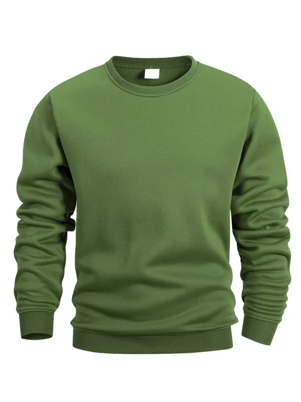 Men's Crew Neck Pullover Solid Color Large Sweatshirts Spring Autumn Outdoor Jogging Tops Men Casual Hoodies Streetwear — image 10