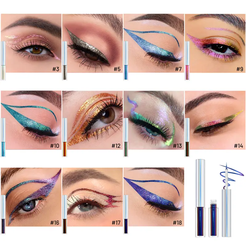 19 Colors Holographic Chameleon Liquid Eyeliner Metallic Glitter Color-Shifting Eye Liner Long Lasting Waterproof Eyes Makeup — image 1