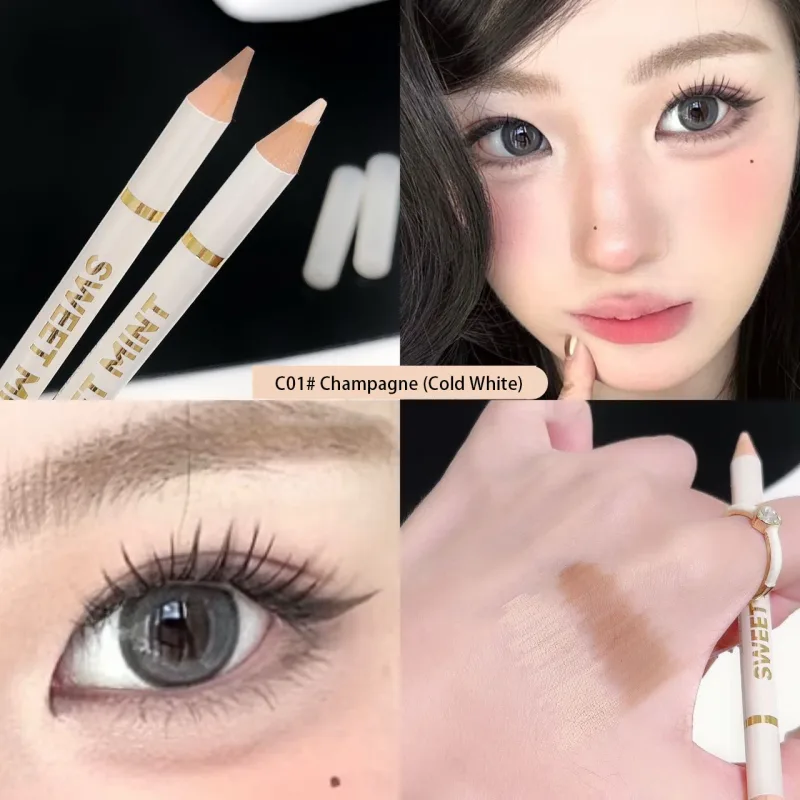 Matita per bachi da seta sdraiata Aegyo Sal a doppia estremità Illumina l'ombra naturale rosa nuda sotto gli occhi Evidenzia il trucco Matita per occhi beige opaca — image 7