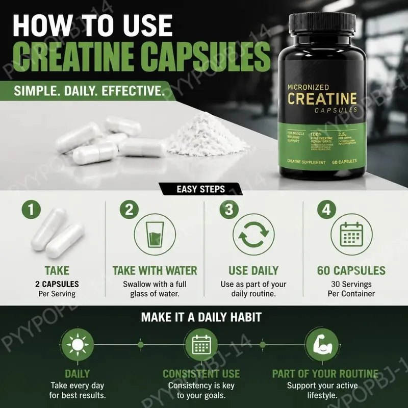 Micronized Creatine Capsules 100% Pure Creatine Monohydrate Muscle Building Support for Adults Sports Per Container 60 Capsules — image 7