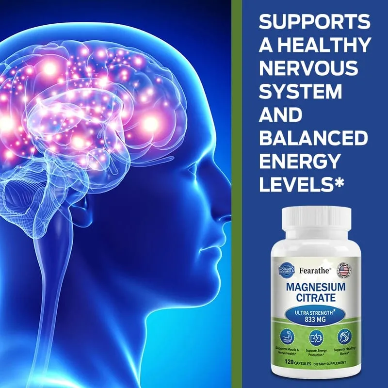 Magnesium Citrate Capsules Highly Absorbable Nutritional Supports Relaxation Sleep Bone Heart Nerve Muscle & Metabolism