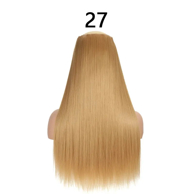 Synthetic 24Inch Hair Extensions OnePiece 5 Clips Long Straight Hairstyle Heat Resistant Fake Hairpiece For Women Natural Brow — image 15