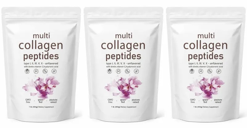 Poudre de Peptides multi-collagènes, 454g, mélange de collagène sans saveur, avec vitamine C, biotine, acide hyaluronique, Support pour la peau, les cheveux et les ongles — image 9