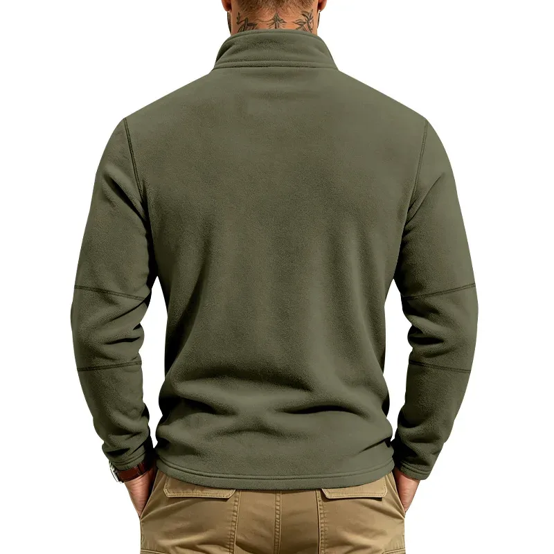 Men's Quarter Zip Polar Fleece Pullover Stand Collar Long Sleeve Casual Warm Sweatshirt For Autumn Winter Daily Commute Wear — image 8