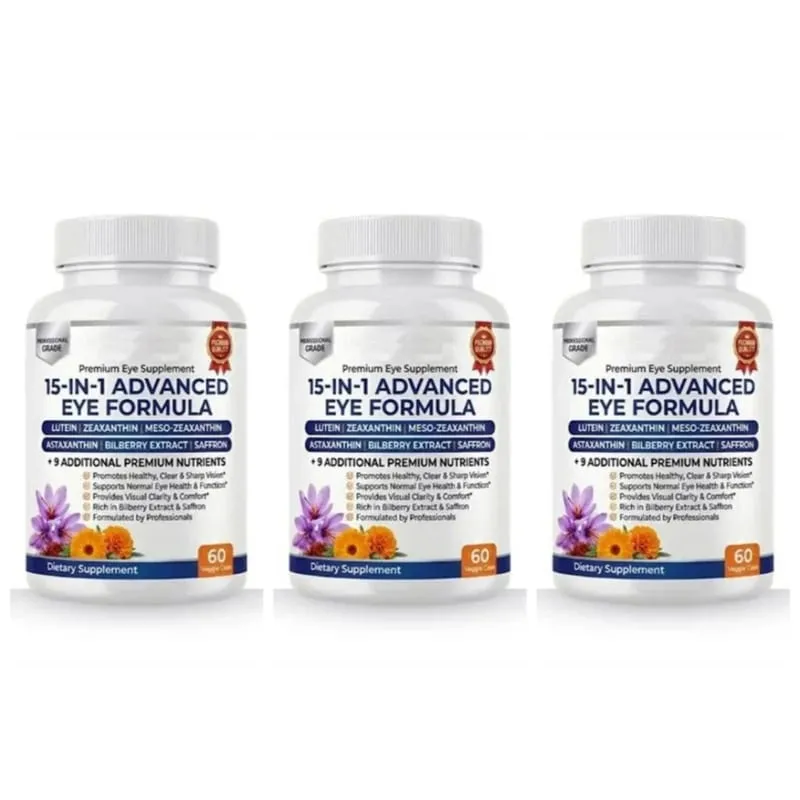 Lutein Zeaxanthin Astaxanthin Capsules with Bilberry Saffron Daily Eye Nutrition Supplement for Adults 60 Veg Capsules — image 9