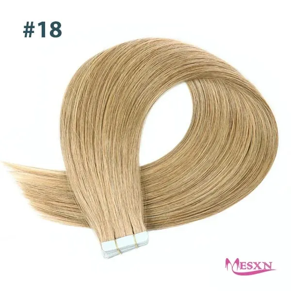 Tape In Hair Extensions 100% Really Human hair Extensions 16"-24" Black Brown Blonde Invisible Can dye For Salon — image 9