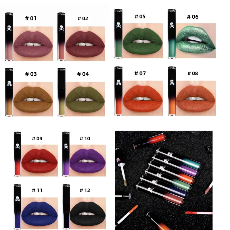 Matt Vampire Black Lila Läppstift Vattentätt Långvarigt Läppglans Halloween Jul Fuktgivande Pigmenterad Lip Makeup — image 4