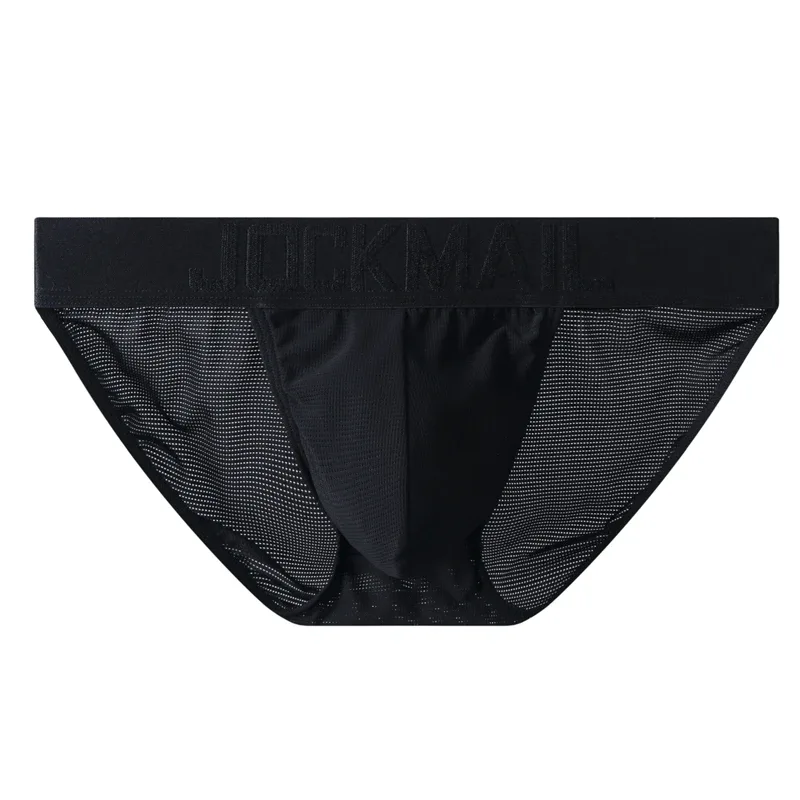Jockmail Mans Underwear Gay Brief Nylon Mesh Sexy Low Waist Ropa Interior Hombre Letter Embroidery Sissy Panties Male Lingerie — image 30