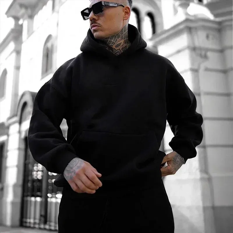 2025 Fall/winter New Arrival Men's Hoodie High Quality Solid Color Hooded Sweatshirt Male Home Outdoor Casual Fashion Pullover