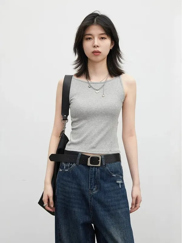 VEN Women Bottom Tees Solid New Slim Micro Elastic Tanks with Chest Cushion Ladies Camis Vest for Girl Summer 2026 — image 3