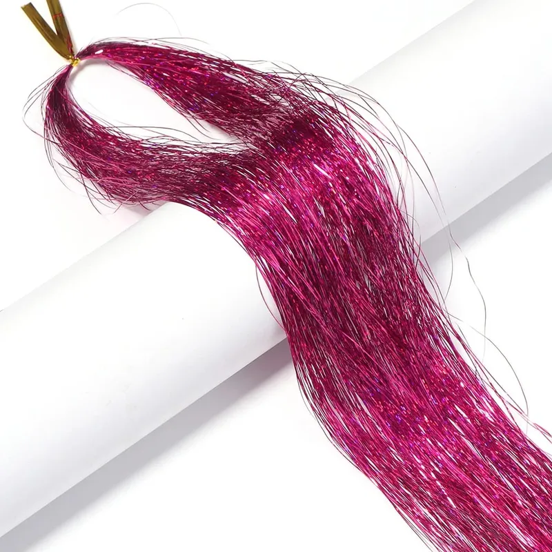 3pcs/pack 120cm Multicolor PET LLaser Hair Tinsel Strands Metallic Hair Extensions for DIY Party Cosplay Hair Decor Accessories — image 8