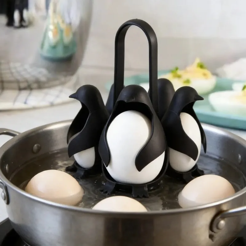 Cute Penguin Egg Boiler for Kitchen Gadget Egg Cooking Tool Egg Steamer Rack with Handle for Boiling Eggs — image 7
