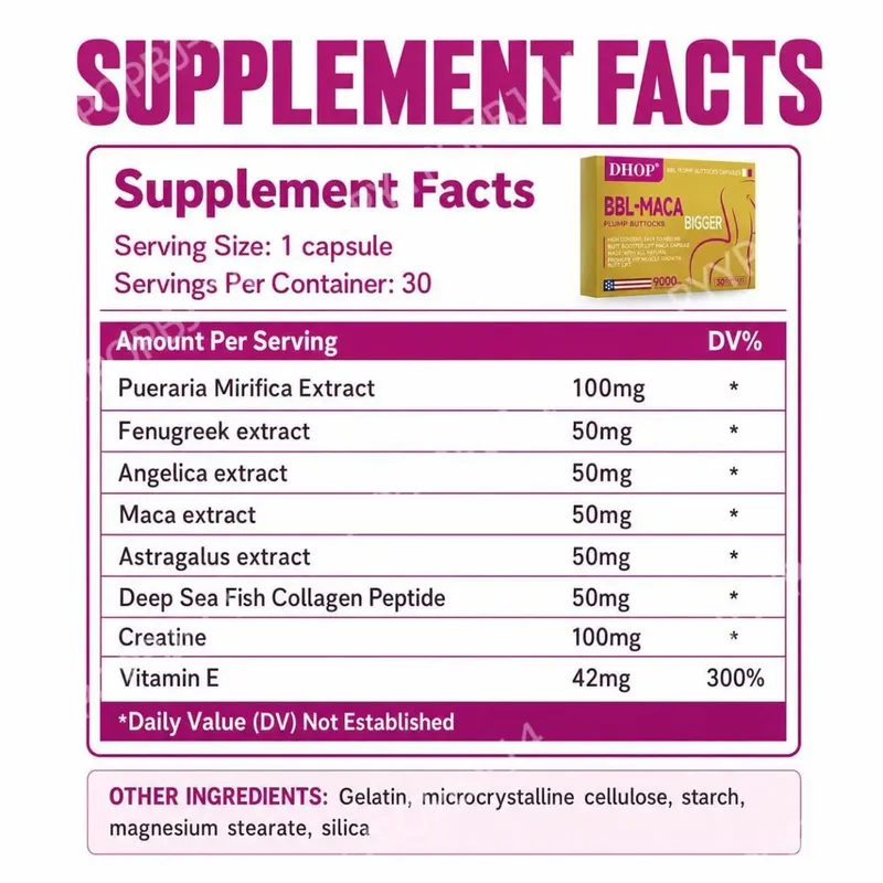 Plump Buttocks Capsules with Pueraria Mirifica Creatine and Deep Sea Fish Collagen Peptide Easy Absorb 30 Capsules — image 2