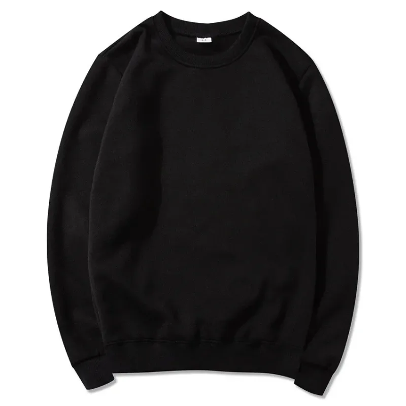 Korean Fashion Men's Round Neck Sweatshirts Autumn Long Sleeves Vacation Pullovers Tops Casual Popular Man Solid Sweat Shirts — image 4