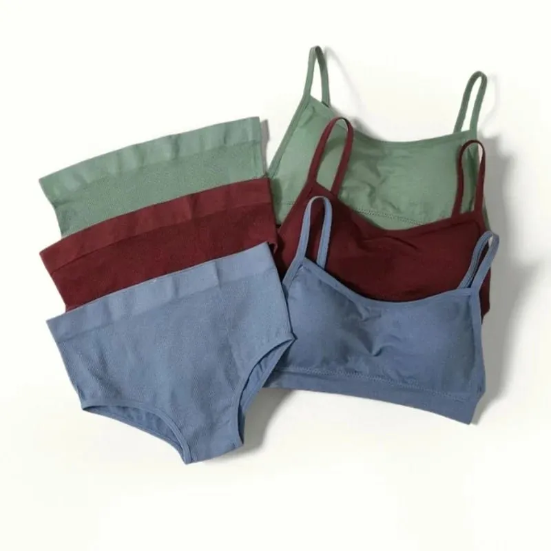 Set reggiseno senza cuciture da donna Mutandine a vita alta a coste sexy senza schienale Set di lingerie femminile Slip senza cuciture intimo intimo — image 2