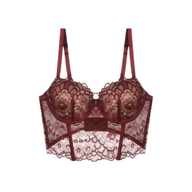 Women French Lace Fishbone Bra Soft Underwire 3/4 Cup Push‑Up Anti Sag Lingerie Slim Side Boob Control Sexy Ladies Underwear — image 7