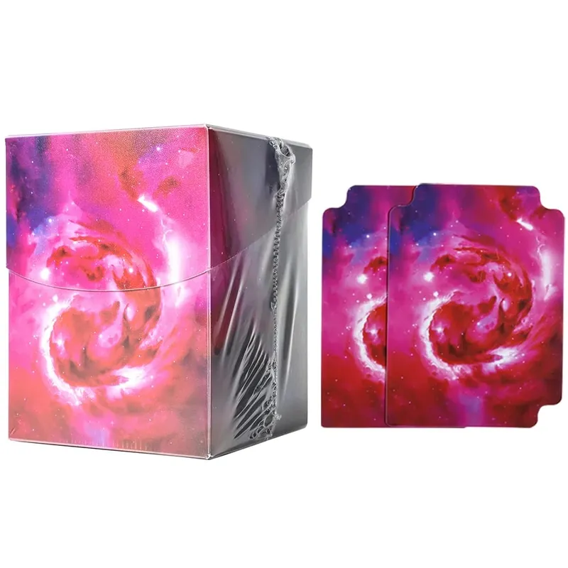 100+ BASIC LANDS Plastic Trading Card Box Holds Double-Sleeved Cards TCG/CCG Storage Card Deck Case for MTG/YGO With Two Divider