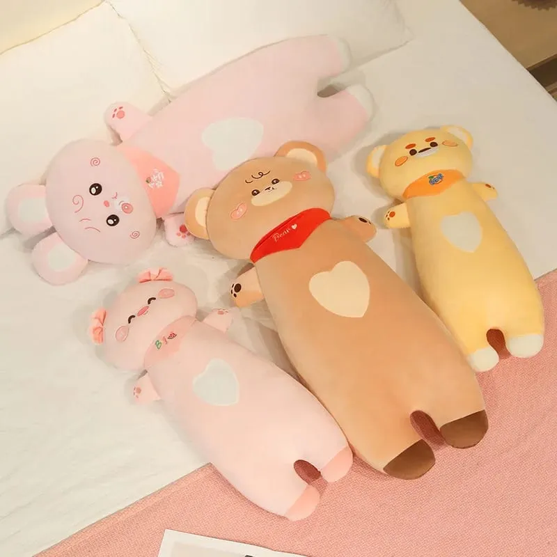 Aninimal Plush Pillow 60/80cm Rabbit Pig Bear Stuffed Cushion Kawaii Home Decor Toys Accompany Sleep Toy Birthday Surprise Gift — image 7