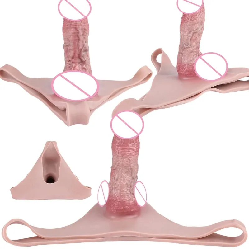 Silicone Strapon Hollow Penis Panties Ultra Real Penis Sleeve насадка на член 18+ Male Cock Extender Adult Sex Toys — image 3