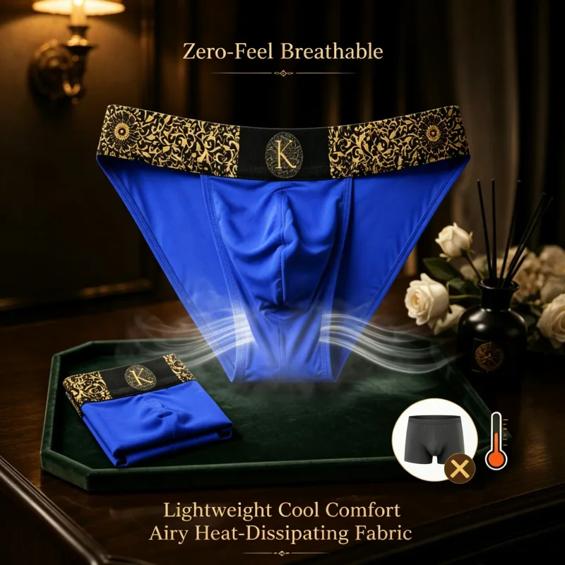 Men High‑Leg Bikini Briefs Vintage Festive Ornate Black‑Gold Elastic Waist Stretch Sweat Evaporating Underwear Date Anniversary — image 5