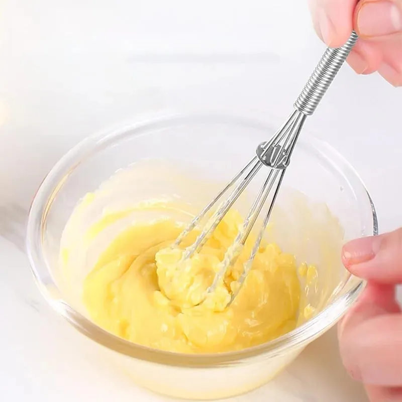 2/4Pcs Stainless Steel Mini Whisk Spring Coil Wire Egg Beater Handheld Egg Whisk Beater Manual Hand Whisker Kitchen Tiny Whisk