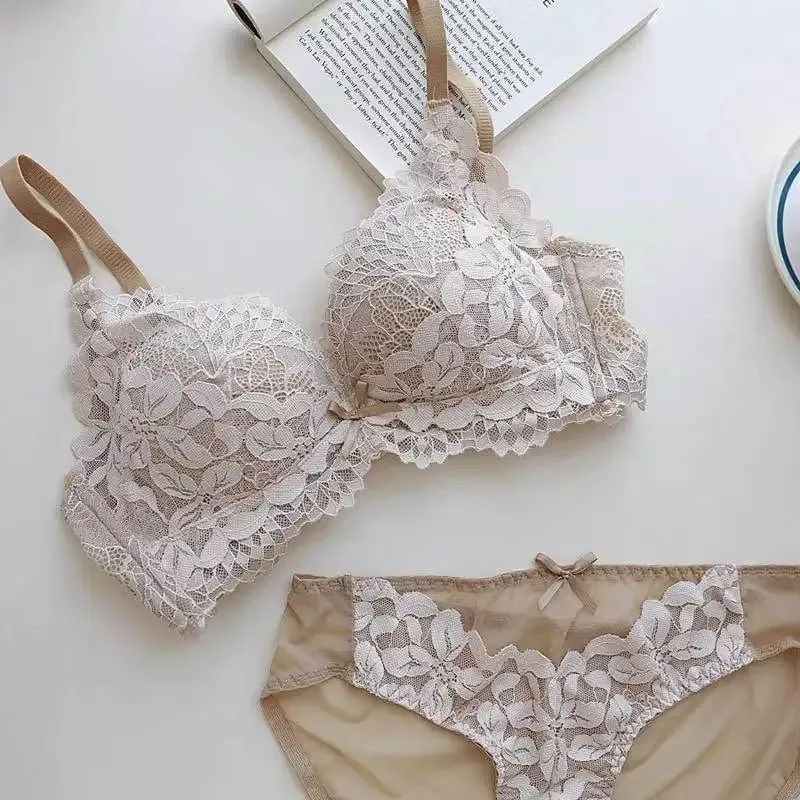 Women's Japanese Style Bra & Panty Set Luxury Lace Push Up Small Bust Support Adjustable Comfort No Gap Wirefree Free Shipping — image 6