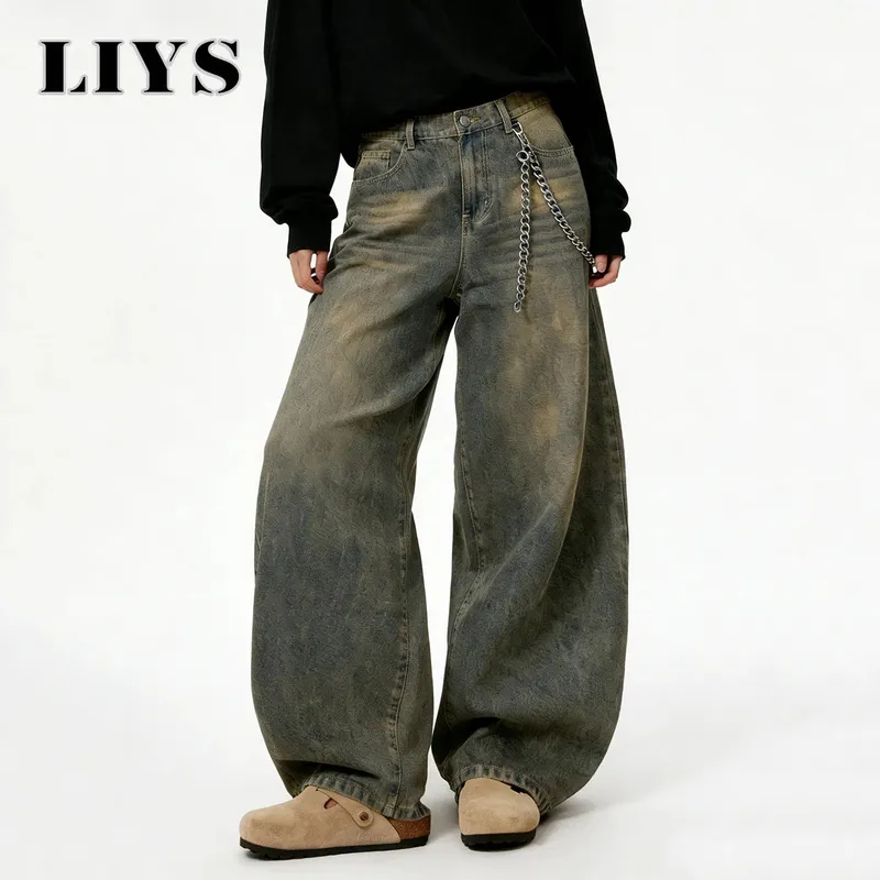American Retro Baggy Wide Leg Jeans Men's Streetwear Distressed Y2K Clothing Casual Daily Four Seasons Denim Pants Unisex — image 5