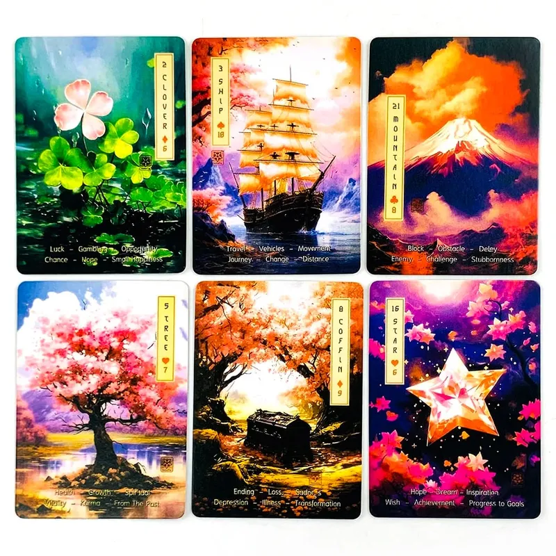 Novo jogo de cartas le sakura 36 cartas flores de cerejeira elegante e compacto inclui guia ideal para práticas espirituais de viagens — image 4