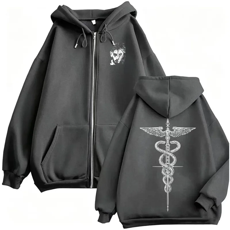 El Matador Ilia Topuria Tattoo Zipper Hoodies Men's Violence Aesthetics Sweatshirt Jacket Coats Fleece Long Sleeve Zip Up Hoodie