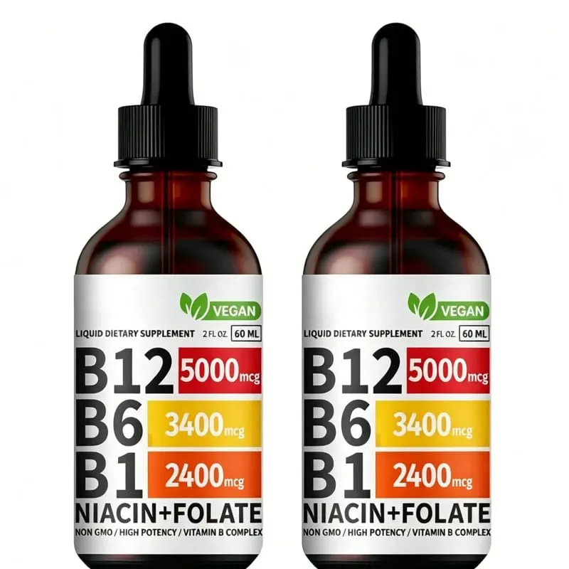 Vitamin B6 Drops Complex B12 B1 Folate Liquid Supplement Support Digestive System Drops Liquid Triple Absorption Liquid Drop