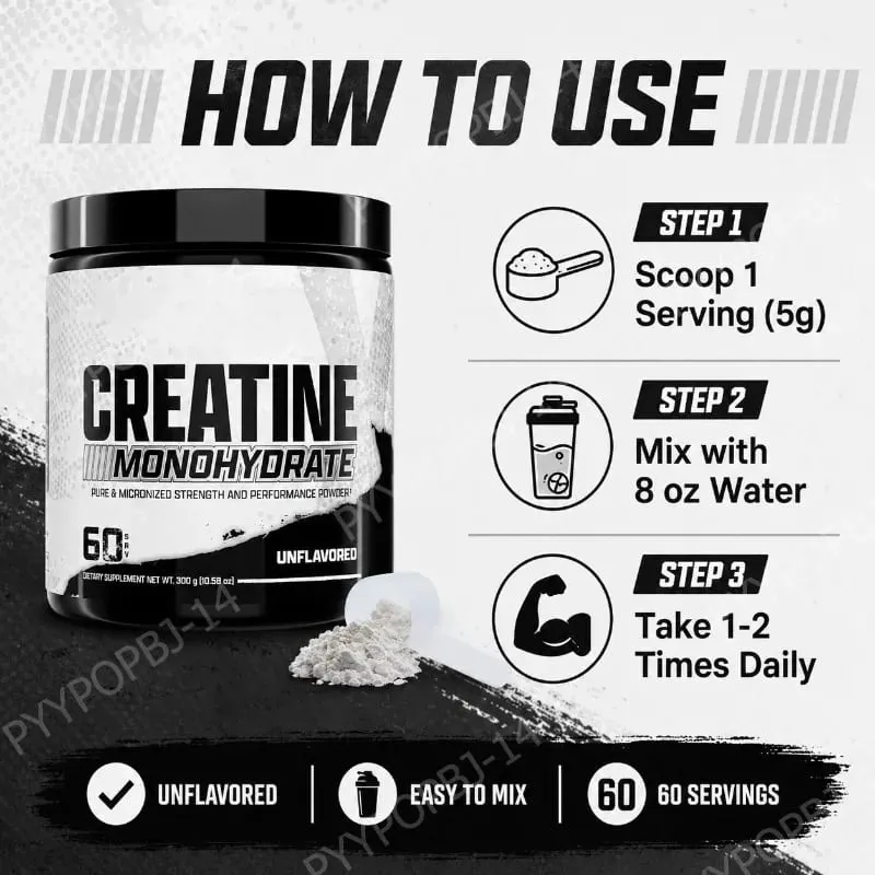 Creatine Monohydrate Powder 5g Per Serving Supports Strength Muscle Recovery Unflavored 60 Servings 300g — image 7