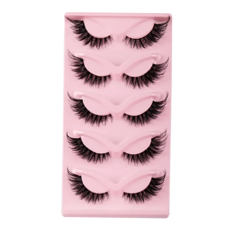 5 Pairs Cat Eye False Eyelashes Faux Mink Natural Long Manga Lashes Winged Elongated Outer Corner Fake Eyelashes Daily Makeup — image 6