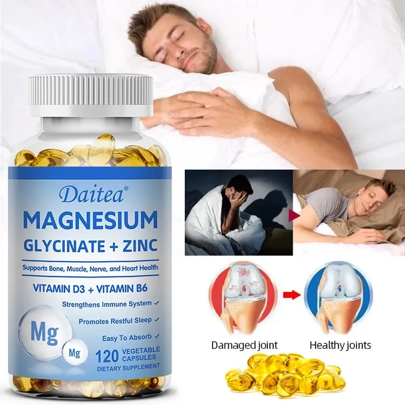 Κάψουλες Daitea Magnesium and Zinc - Συμπλήρωμα γλυκινικού μαγνησίου για την υποστήριξη των μυϊκών νεύρων και της υγείας της καρδιάς — image 4