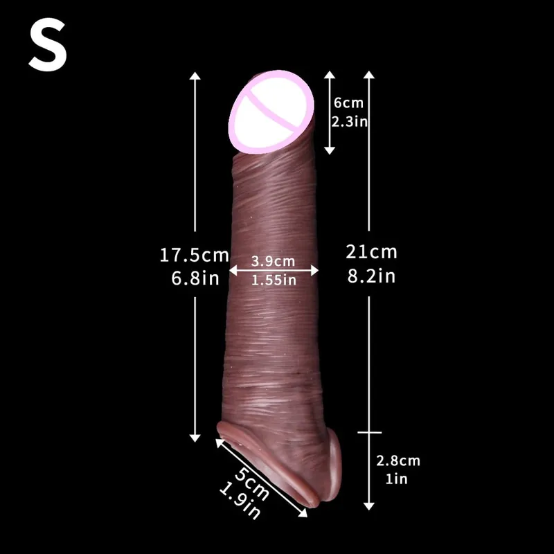 Fondina in silicone sottile con custodia per pene riutilizzabile realistica con estensore per l'ingrandimento del pene con anello anti-scatto per l'eiaculazione ritardata degli uomini