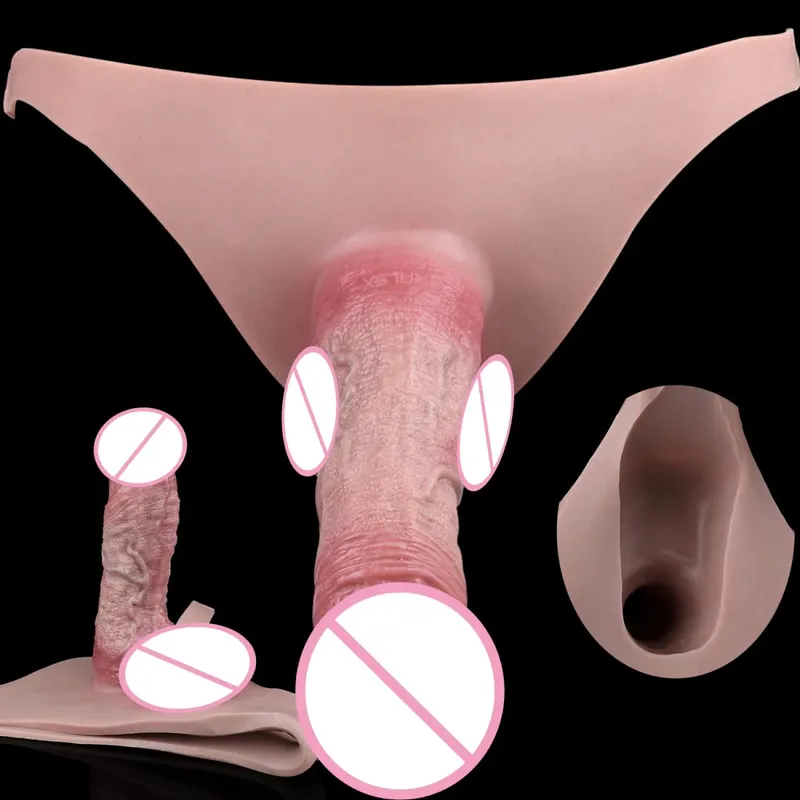 Silicone Strapon Hollow Penis Panties Ultra Real Penis Sleeve насадка на член 18+ Male Cock Extender Adult Sex Toys — image 1
