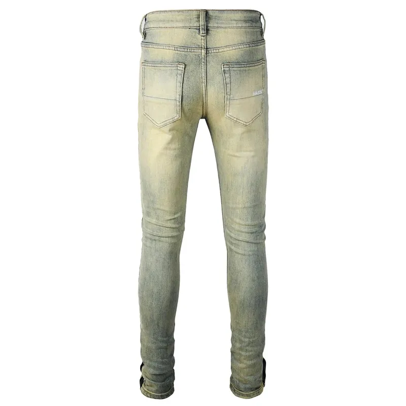 Men's Skinny Jeans Vintage Retro Blue Washed Stretch Denim Pants Streetwear Slim Tapered Trousers High Quality — image 2