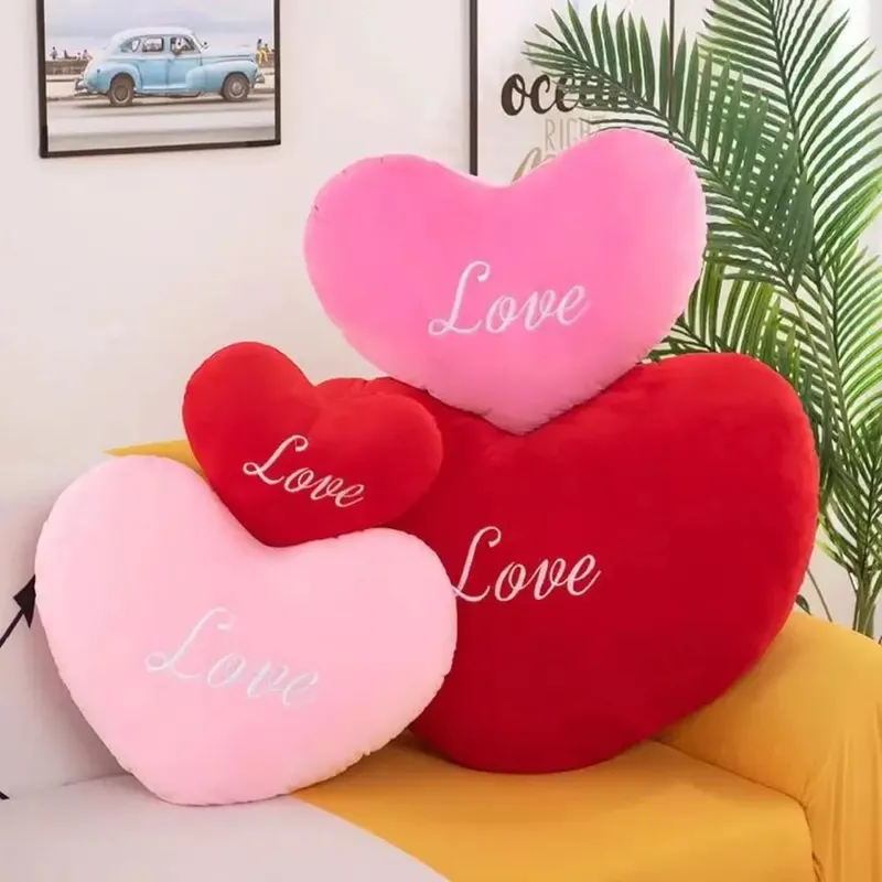 New Heart Shape Heart Plush Pillow Pink Color Valentines gift Soft Pillow Red Color Stuffed Pillow Home Decorative — image 4