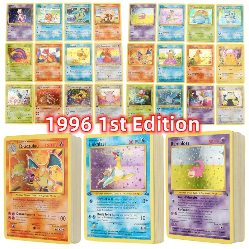 French Version 1996 Year 1st Edition Pokémon card Charizard Pikachu Mewtwo Blastoise Collecting card toys 151Pcs boxed — image 1